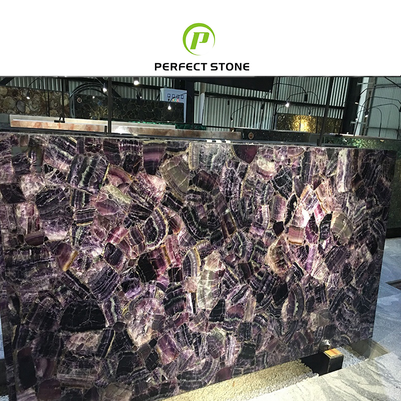 Natural amethyst stone slab with luxury style for home decoration tv background design purple translucent agate countertop