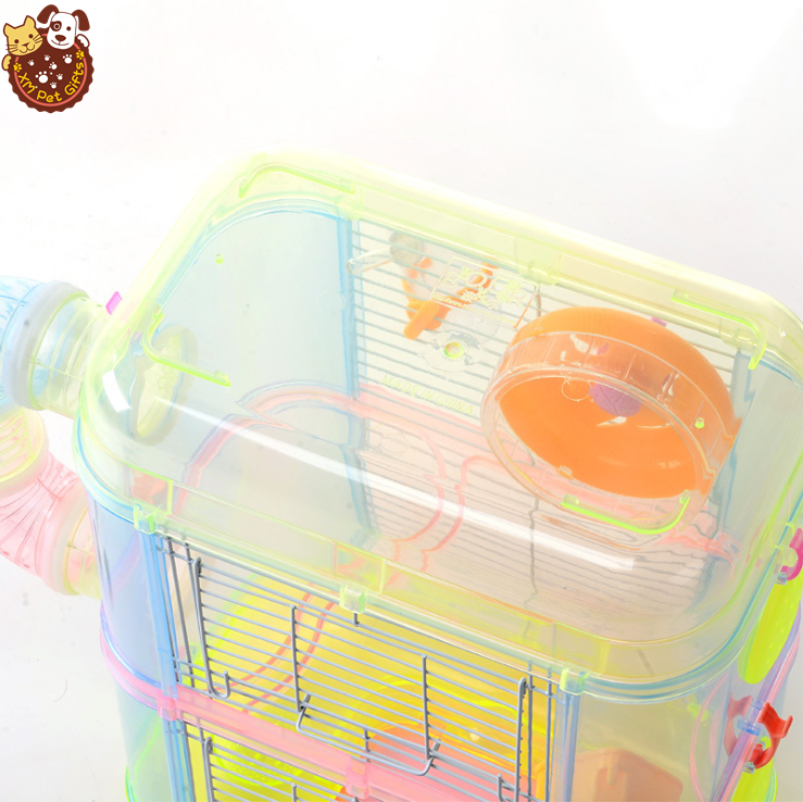 32x21x39cm Double Layer Crystal Clear Transparent Hamster Mascot Cage Plastic Cage Small Pet Supplies Hamster Cage