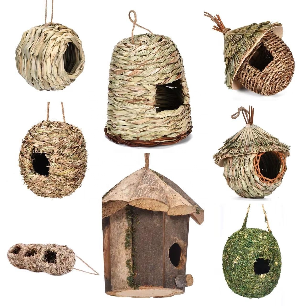 Factory Sales Bird House Nesting for Cage or Outdoor Hanging Bird Nesting Boxes Natural Handmade Small Bird Nest for Hummingbird