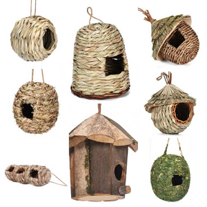 Factory Sales Bird House Nesting for Cage or Outdoor Hanging Bird Nesting Boxes Natural Handmade Small Bird Nest for Hummingbird