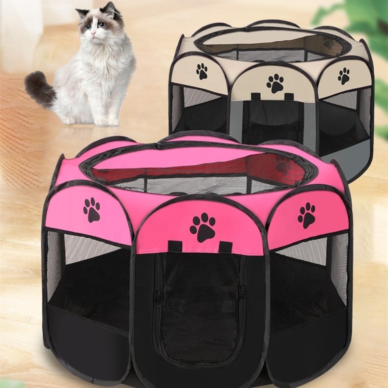 114*114*58cm Cat delivery room octagon dog cage pet tent enclosure oxford cloth folding dog and cat kennel for all seasons