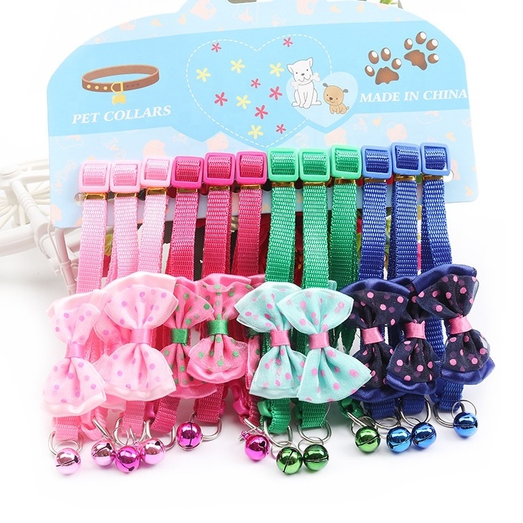 12pcs pack Pet Bell Collar Dog Cat Cartoon Printing Patch 1.0cm Collar Small Dog Cat Traction Color Buckle Accessories