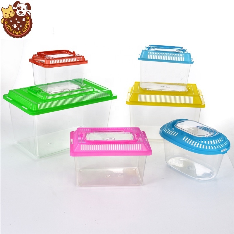 Wholesale large medium and small plastic small goldfish tank portable pet box crawling pet hamster transportation and breeding