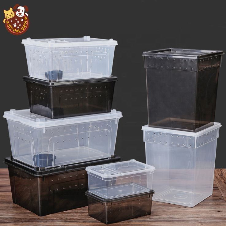 Plastic full size PP PVC pet reptile snake mantids spider frog Leapord Geckos enclosure travel habitat box breeding rearing cage