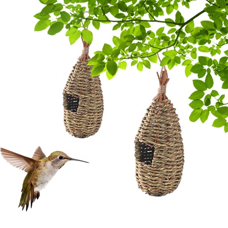 Factory Sales Bird House Nesting for Cage or Outdoor Hanging Bird Nesting Boxes Natural Handmade Small Bird Nest for Hummingbird