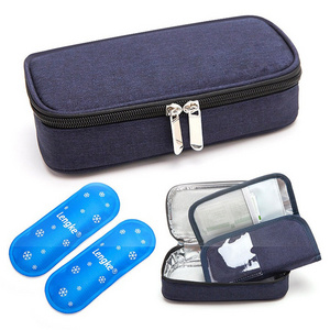 Insulin Travel Cooler Bag with Ice Packs Insulated Diabetic Organizer Medicine Case