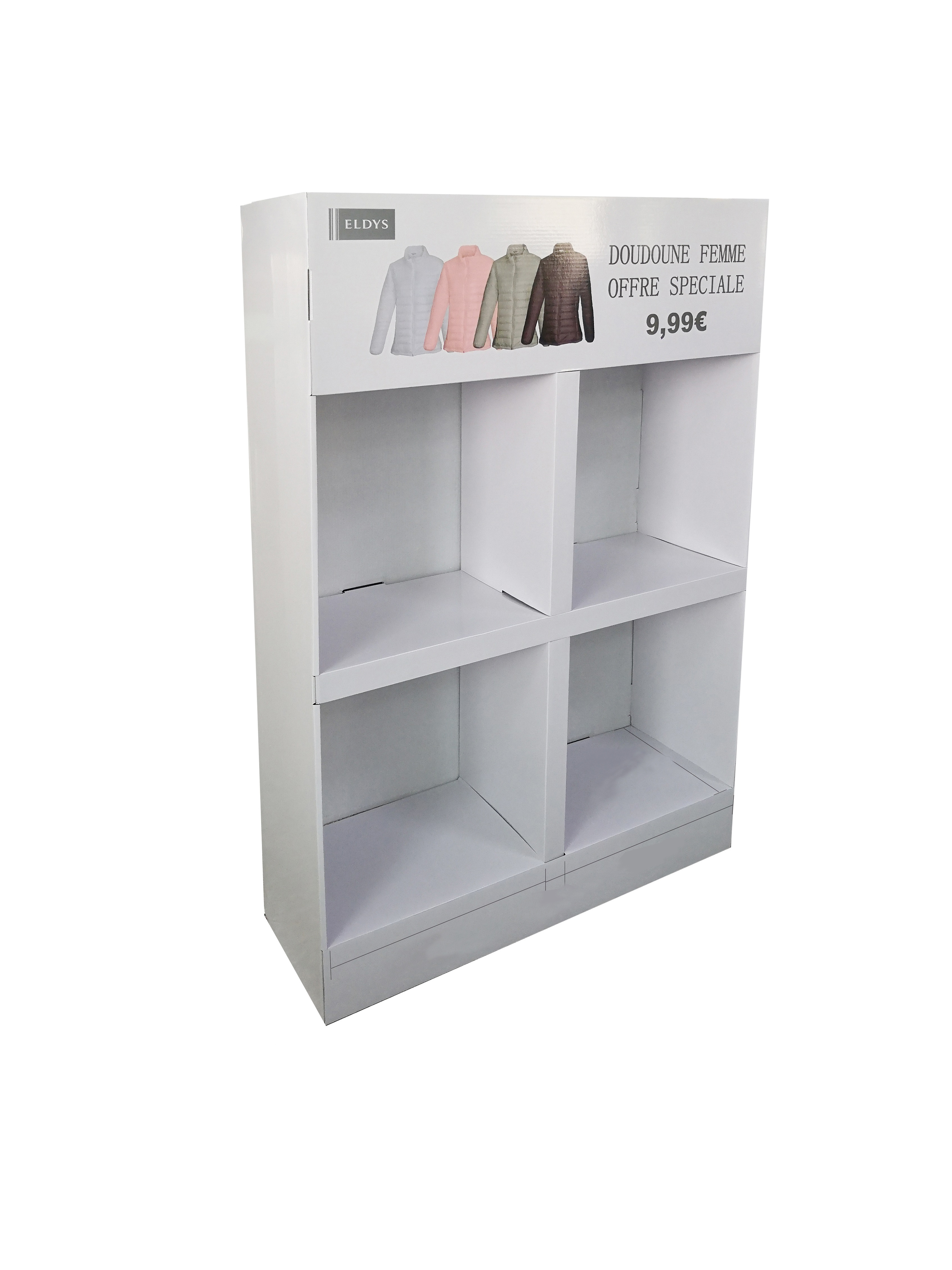 Retail store display stands clothing and shirts overlap display racks