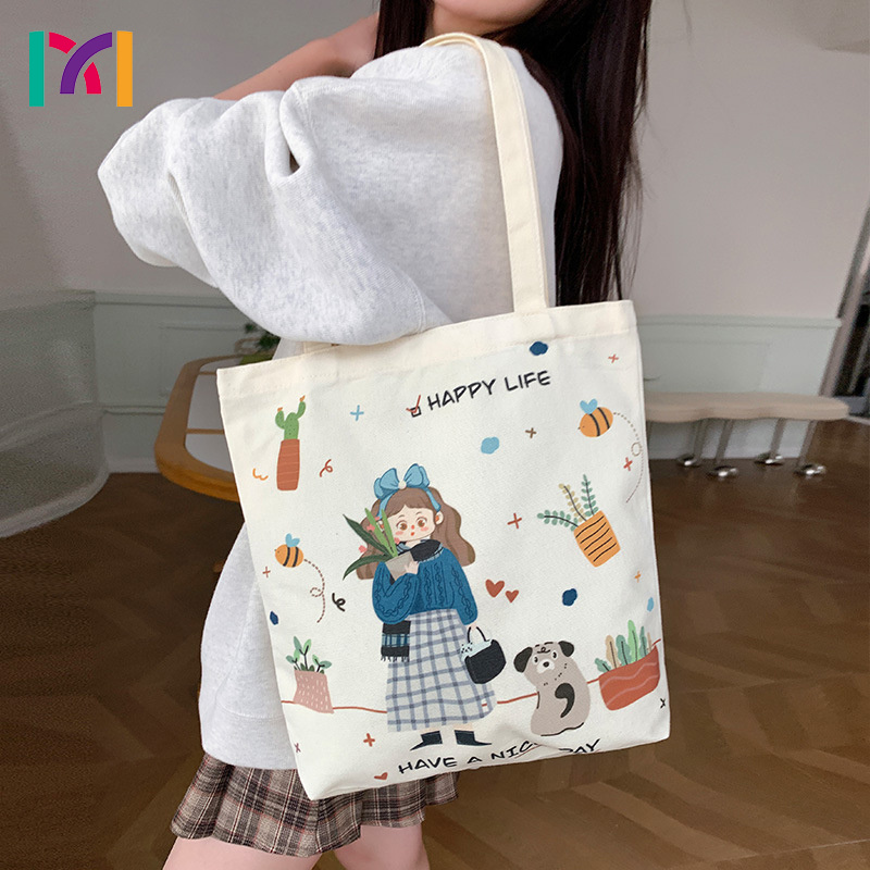 Wholesale Custom Printed Logo Reusable Extra Large Size Canvas Cotton Shopping Tote Bags With Aimant Bouton