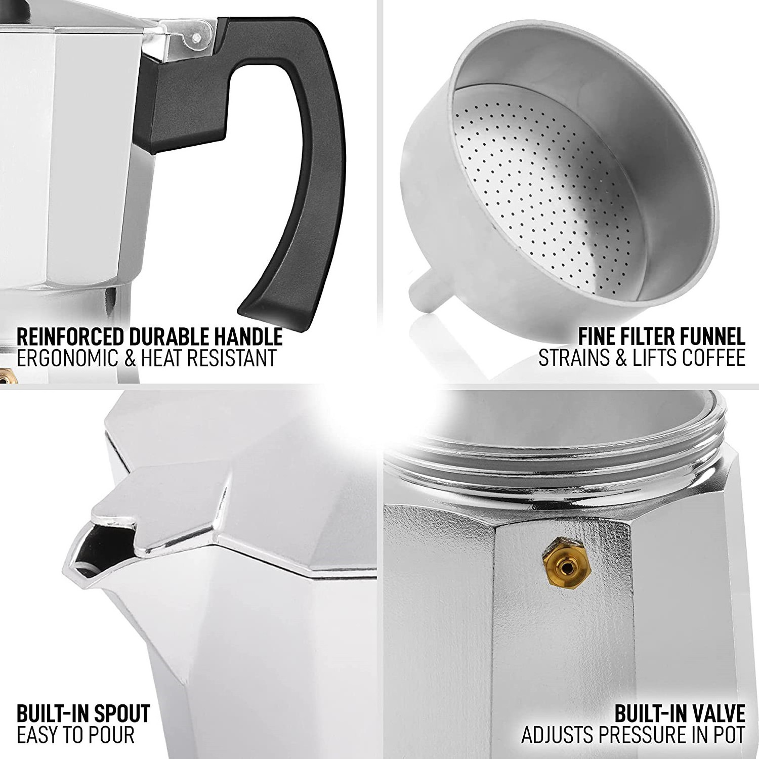 OEM Kahve Makinesi Cafetera Stovetop Espresso Coffeemaker 1 2 3 6 9 12 14 Cups Mocha Maker Aluminum Mokapot Coffee Moka Pot