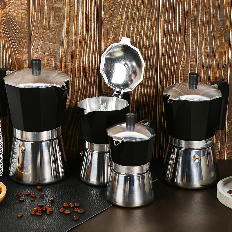 Wholesale Personalized Aluminum 430 Stainless Steel Pour Over Espresso Thermal 3 6 9 12 Cups Mocha Maker Coffee Moka Pot