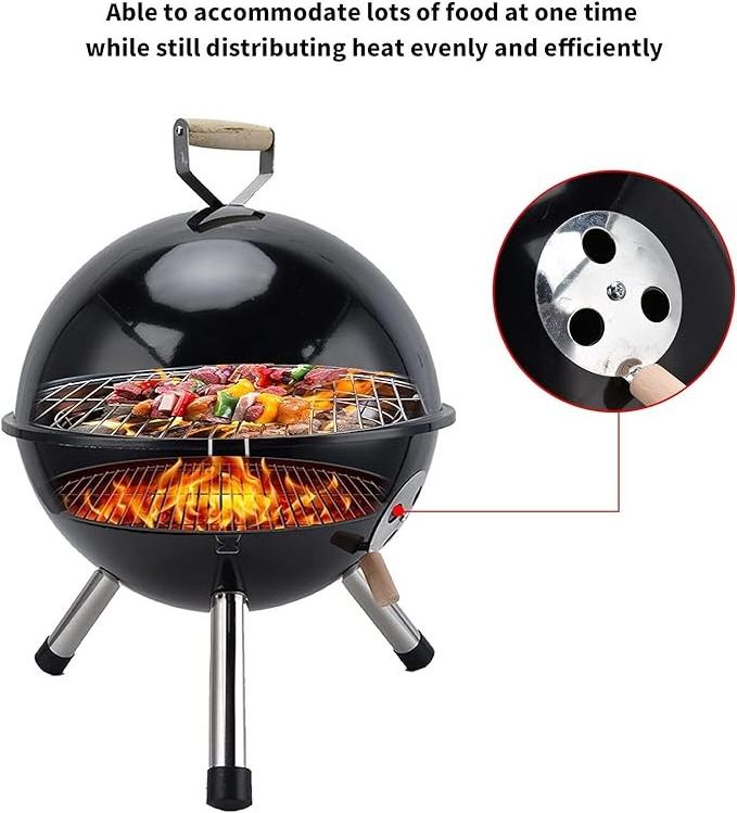 Custom Spherical Family Barbeque Chimney Portable Folding Round Camping Outdoor Barbecue Wood  Charcoal BBQ Grills Stove