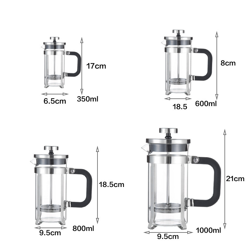 OEM Wholesale Filtration System Heat Resistant Glass Outdoor Camping Travel Tea Or Coffee Pot Portable Maker French Press