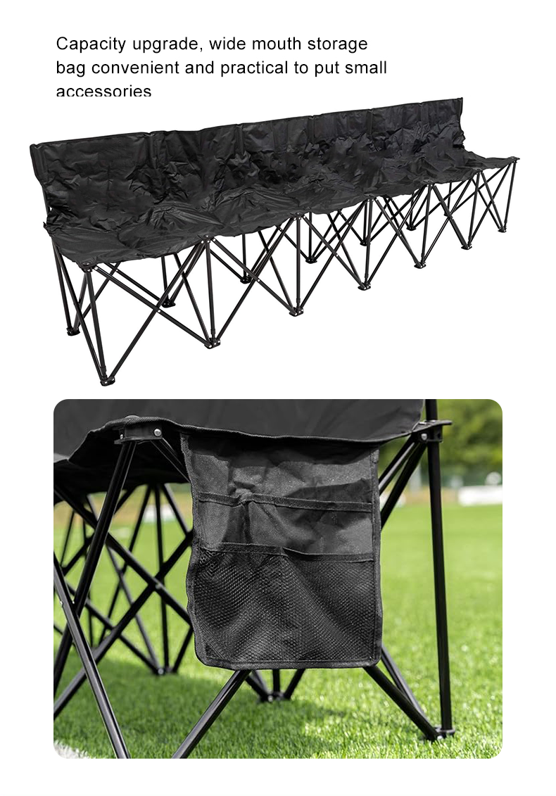 OEM Wholesales Outdoor Portable 6-Seat Collapsible Spectators Seater Durable Folding Chair for Football Soccer Activity