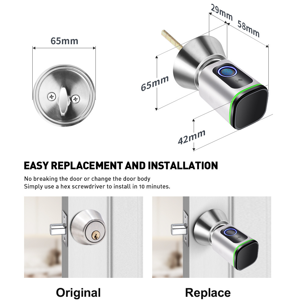 ODM/OEM Fingerprint Deadbolt Door Lock Black Silver Passcode TUYA APP Deadbolt Smart Lock