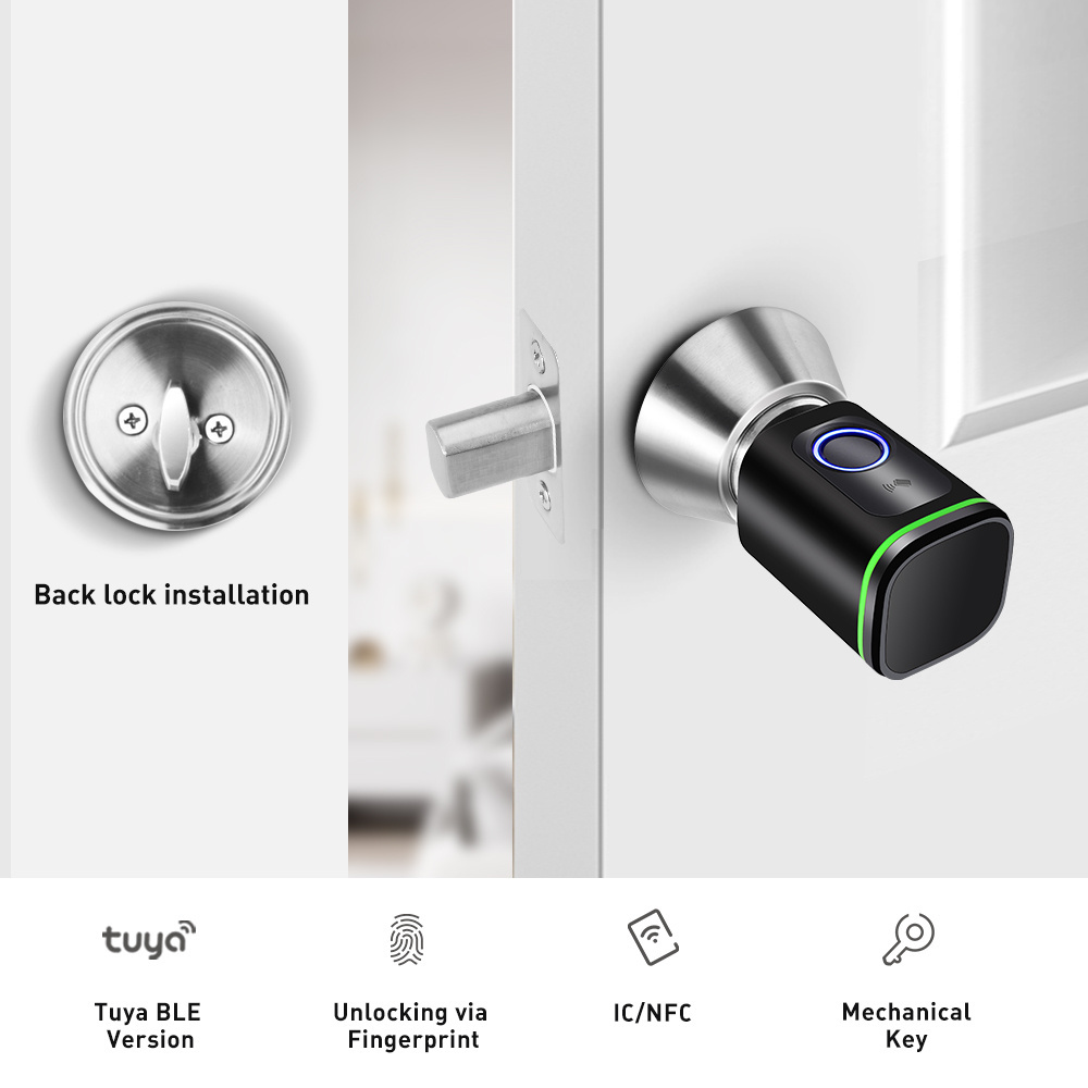 Tuya Apartment waterproof Fingerprint Lock mortise brass german Smart Cylinder Key Lock 60mm to 120mm length