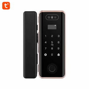 Fashion Style Code Smart Key Frame Fingerprint Tuya APP Sliding Glass Door Lock for Frameless Glass Door