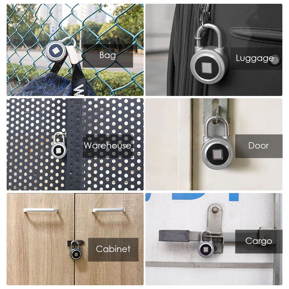 BT Fingerprint Smart Keyless Lock Waterproof APP / Fingerprint Unlock Anti-Theft Padlock Door Luggage Case Lock