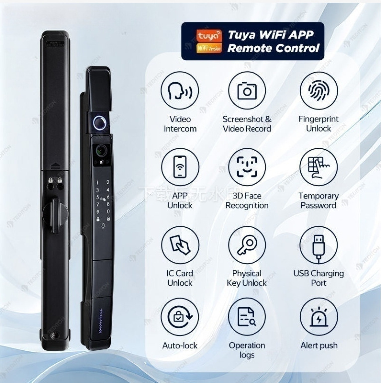 3D Face Recognition Smart Door Lock Camera with TUYA App Smart Lock ...