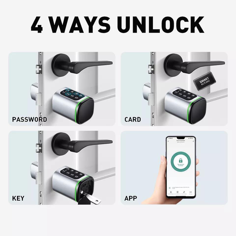 Easily Installed Outdoor Smart Bluetooth Cabinet Lock Support TUYA  Fingerprint Key Pin Cylinder Lock for EmergencyPower supply