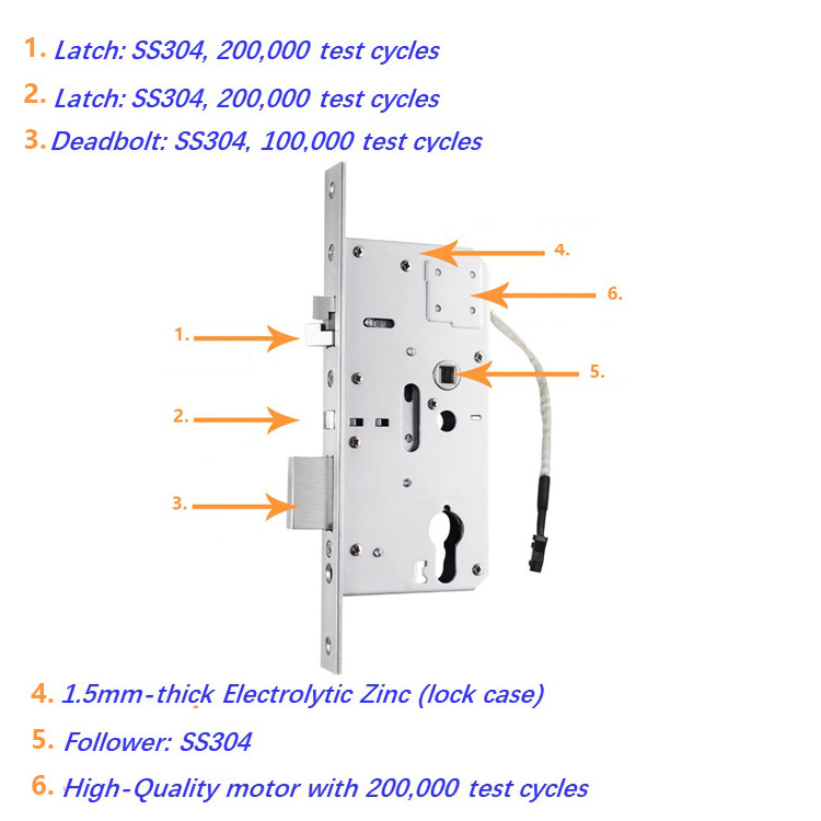 Israel European standard Inside Smart Electronic door Lock Body Mortise Cylinder For Wooden Brass  Doors