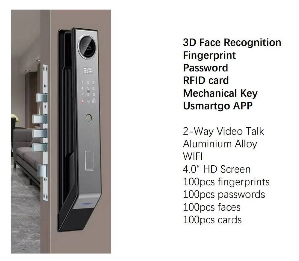 Cloud facial wifi ttlock fingerprint smartlock automatic 3d face recognition door lock digital smart lock with camera