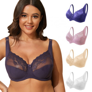 Intiflower 23098 Bras for Women Full Coverage Underwire Size G Cup Lace Sexy Underwear Bra for Heavy Breast