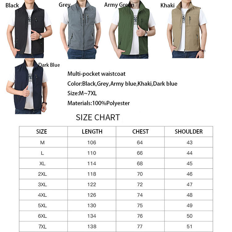 Good Quality 2 XL Jacket Jackets Work Mens Workwear Men Multi Pocket Sleeveless Vest