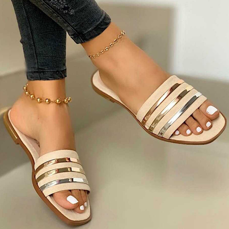 Factory Direct Supply Summer Women Non-slip Sole Sandal Beach Ladies Outdoor Fashion Casual Open Toe  Flat Sandals Slippers 