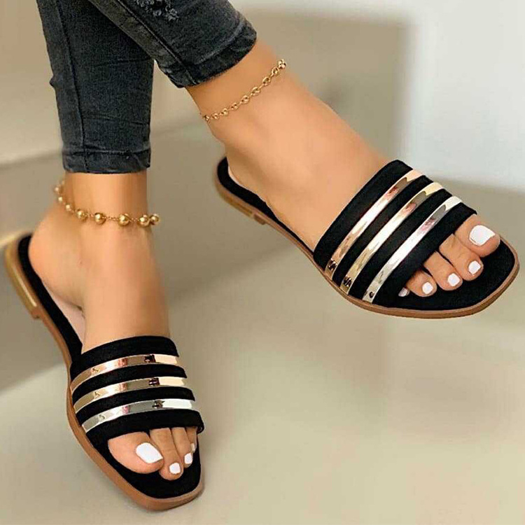 Factory Direct Supply Summer Women Non-slip Sole Sandal Beach Ladies Outdoor Fashion Casual Open Toe  Flat Sandals Slippers 