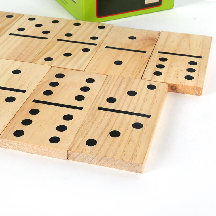 Professional Factory Custom Children Educational Toy Game Wooden 28Pcs Dominoes Games Set With High Quality