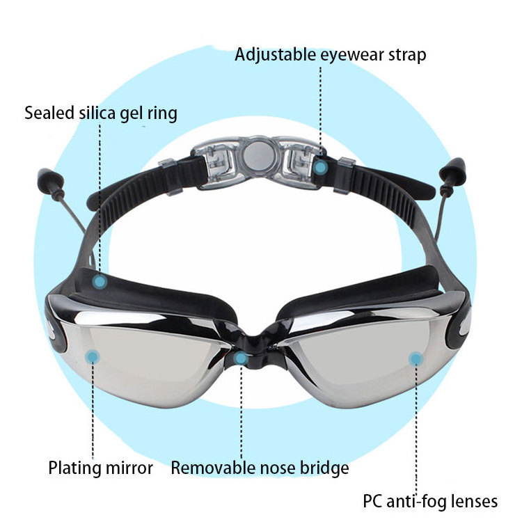 Customized Swim Goggles Custom Women Swimming Googles Swimming Glasses With Integrated Earplugs Wide Vision