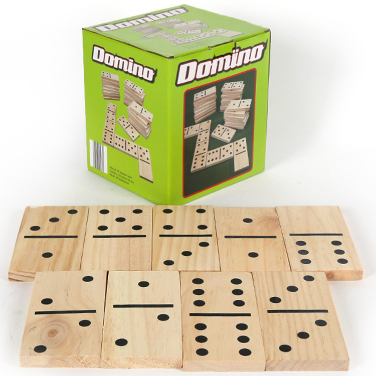 Professional Factory Custom Children Educational Toy Game Wooden 28Pcs Dominoes Games Set With High Quality