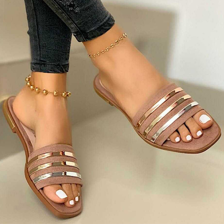 Factory Direct Supply Summer Women Non-slip Sole Sandal Beach Ladies Outdoor Fashion Casual Open Toe  Flat Sandals Slippers 