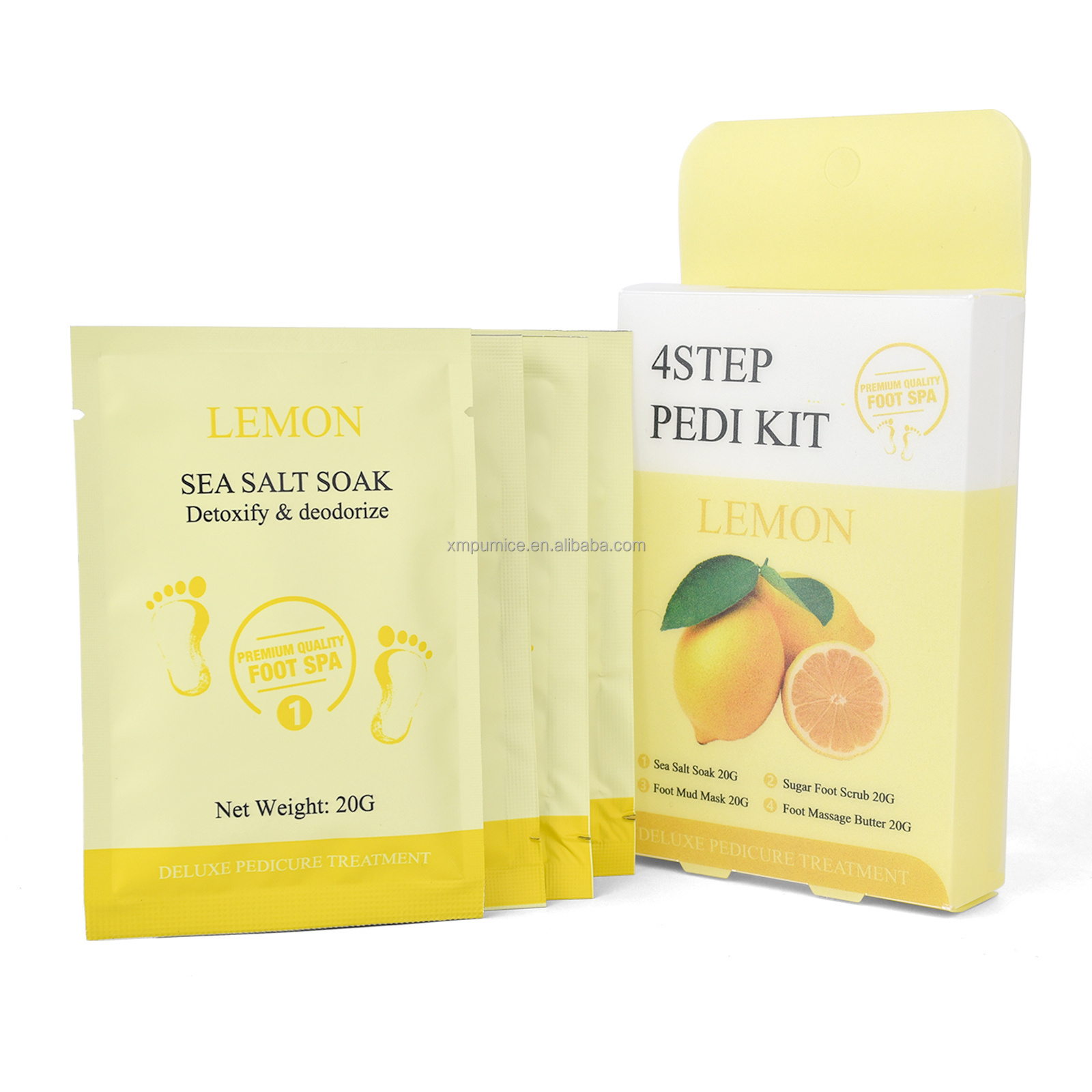 OEM Lemon soften moisturizing jelly foot skin care spa kit 4in1 foot care pedicure set