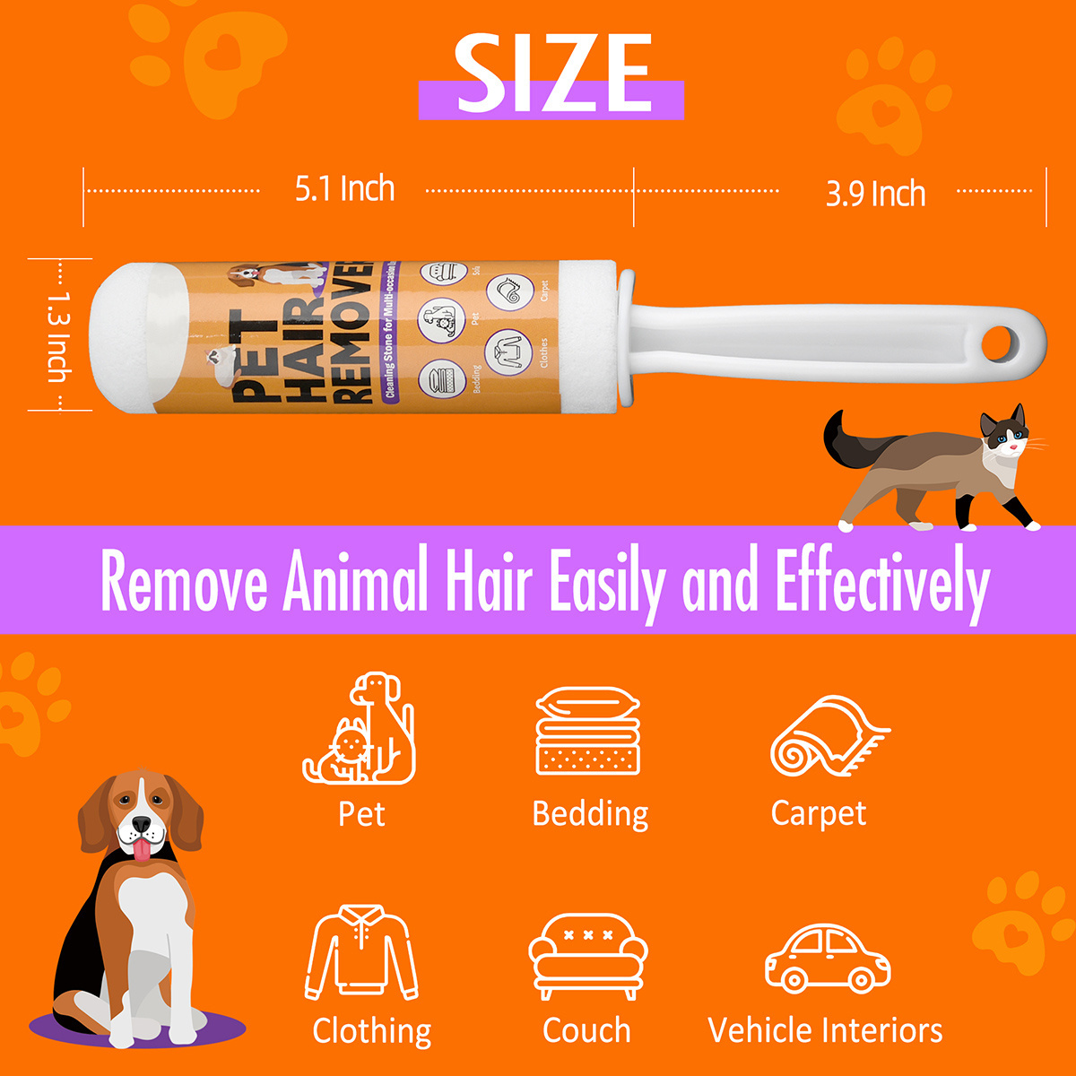 Household Sanitary Cleanup Pet Hair Removal Stone Dog Hair Remover Brush for Cleaning