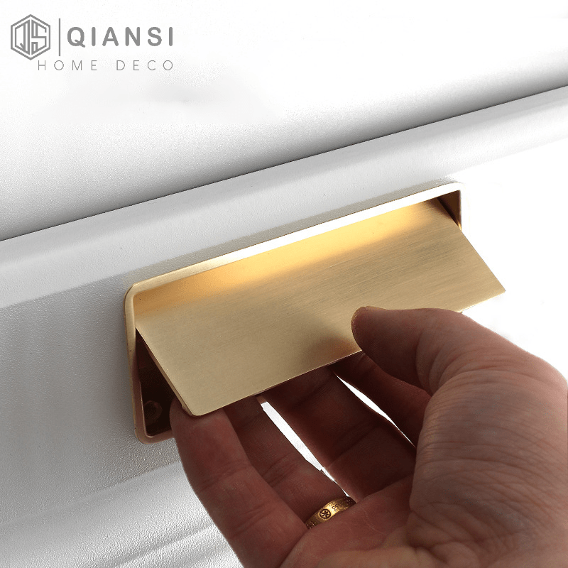 Qiansi HK0077 Modern design concealed zinc alloy hidden cabinet handle drawer pulls