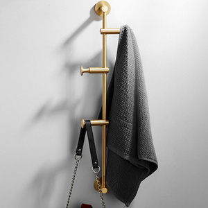 Nordic Furniture Brass Hanger Wall Hanging Bedroom Coat Rack Golden Light Luxury Clothes Shelf Porch Storage Hook Adjustable