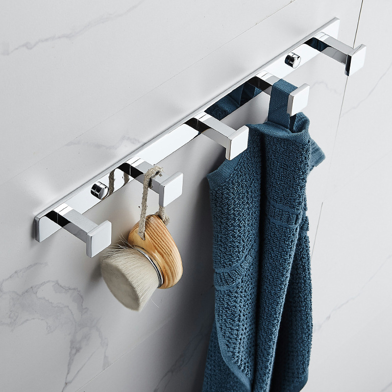 Brass Solid Row Hooks Brushed Clothes Towel Hooks Light Luxury Perforated Bathroom Wardrobe Hooks