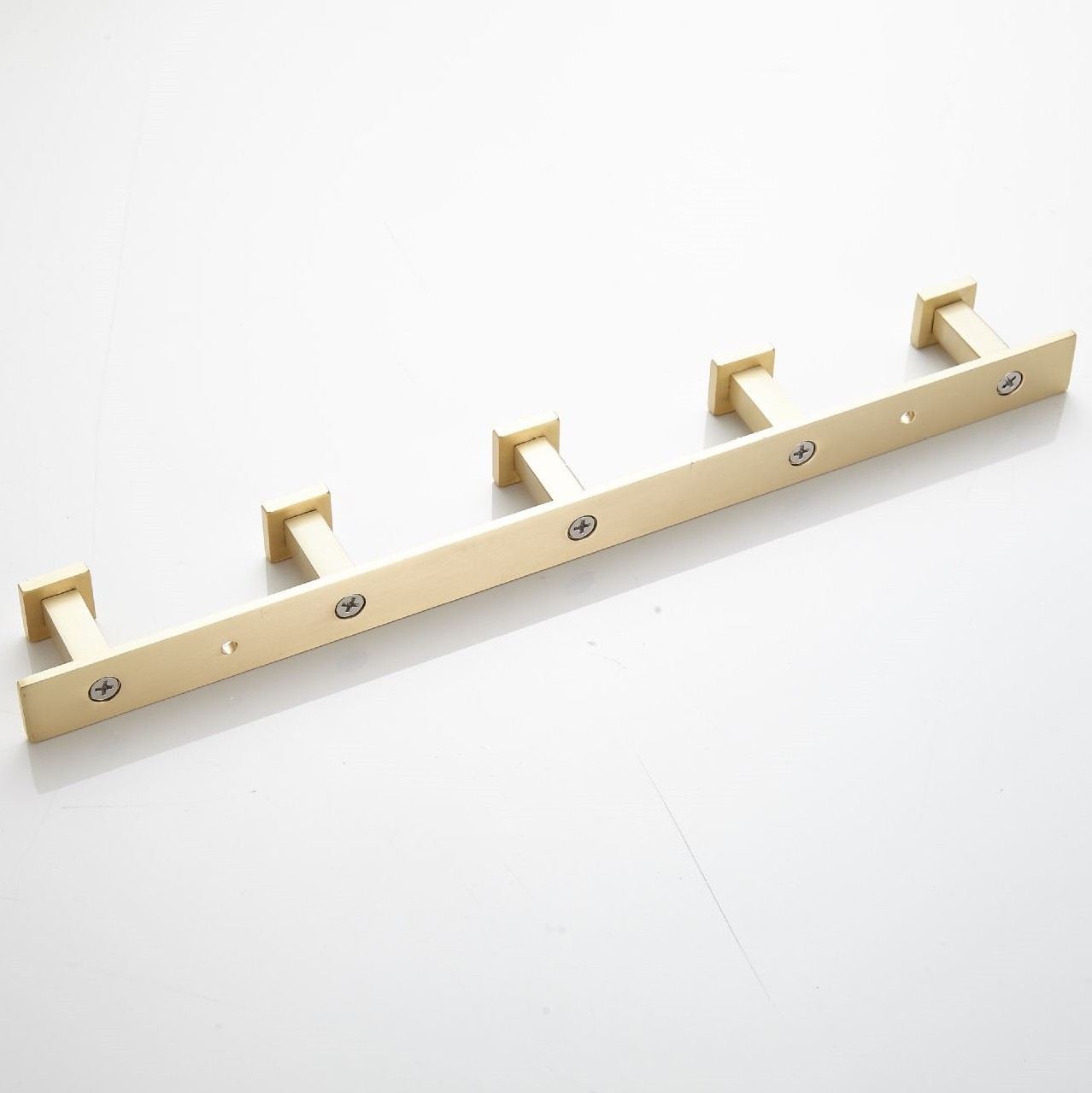 Brass Solid Row Hooks Brushed Clothes Towel Hooks Light Luxury Perforated Bathroom Wardrobe Hooks