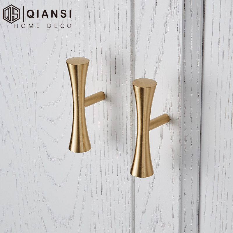 QIANSI Gold Light Series Furniture Brass Handle cabinet Knobs