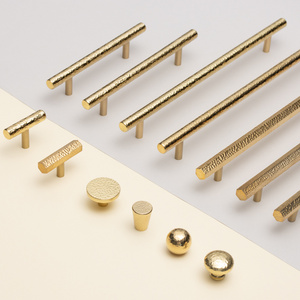 Brushed Brass Hammer pattern kitchen cabinet knobs and handles Drawer Pulls Bedroom Knobs Brass Cabinet Hardware