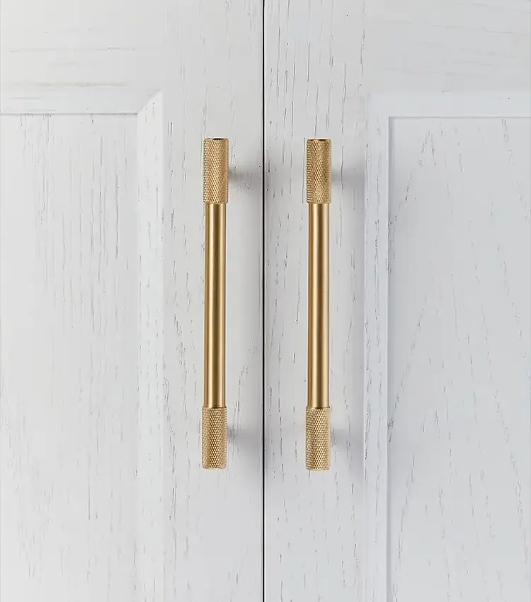 Qiansi HK0055 Knurling Brass Solid Furniture Hardware Cabinet Door Kitchen Drawer Handle and Knob Wardrobe Pulls