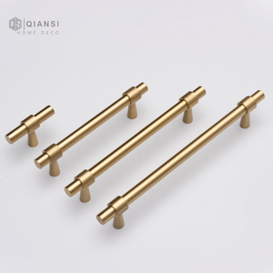 Qiansi HK0070 Customizable Morden Style Round Bar Brass Furniture Handle Kitchen Cupboard Drawer Wardrobe Pull