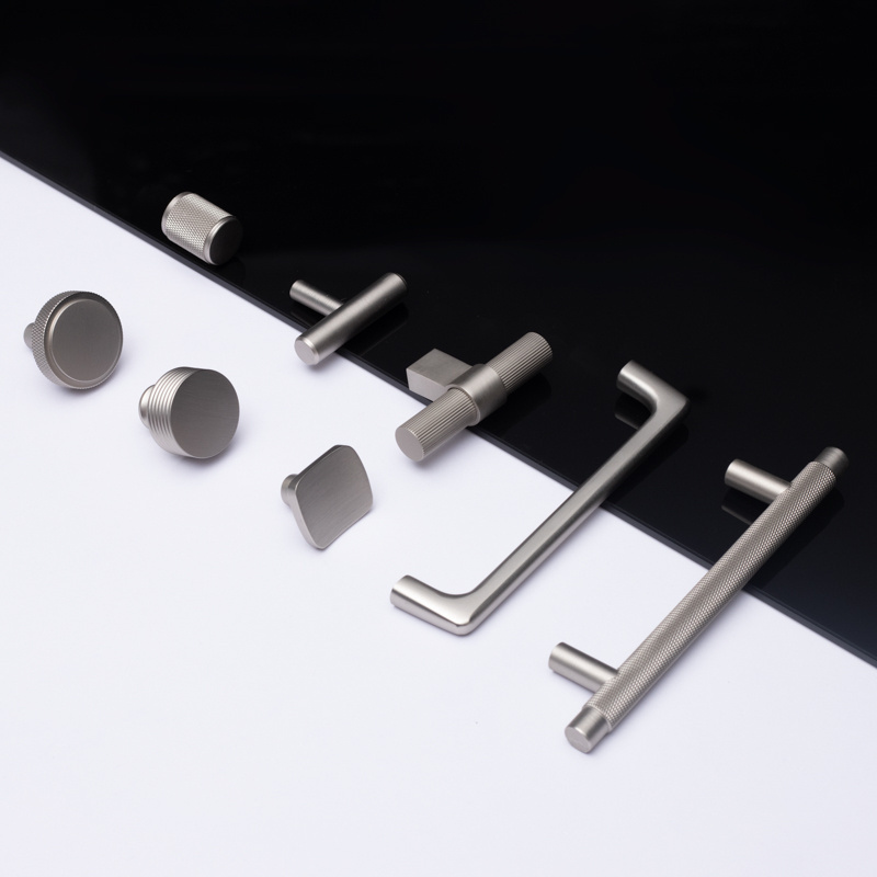 Anti-Fingerprints Matt Satin Nickel solid brass silver furniture handles and knobs Pulls for kitchen drawer cabinet door handle