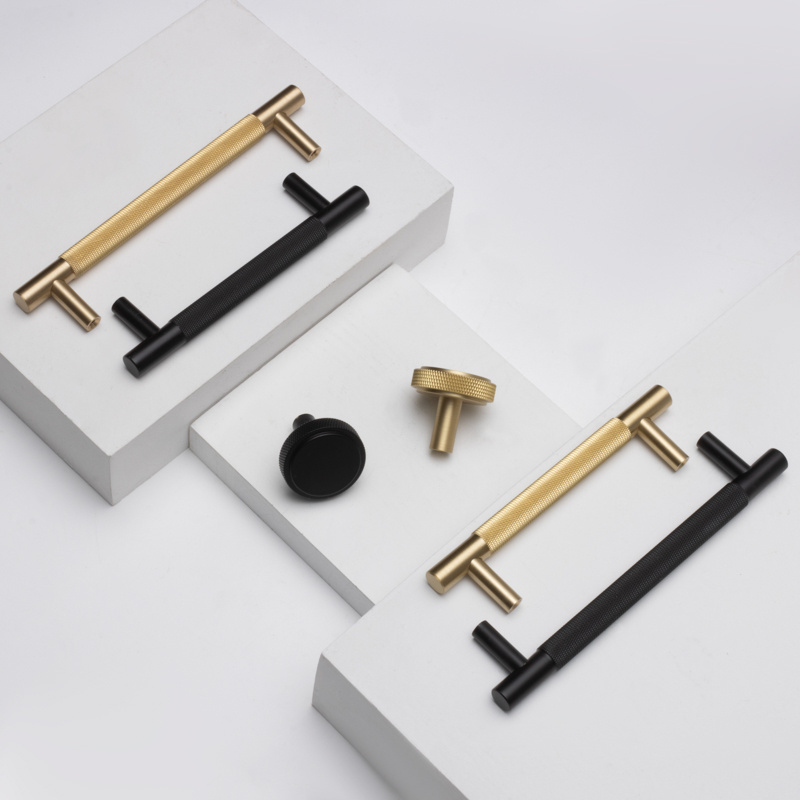 Custom Brass Wardrobe Cabinet Door Handles Knobs furniture hardware kitchen Chrome black silver Knurled Appliance pull