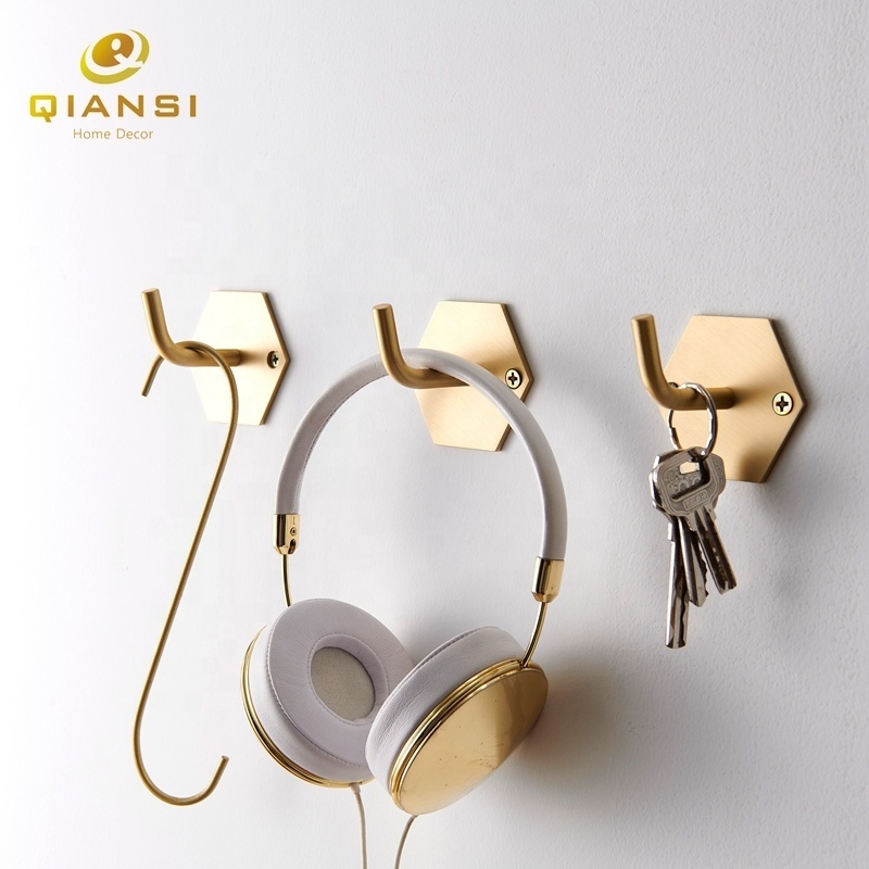 High Quality Hexagon Brass Wall Mount Single Coat Hook