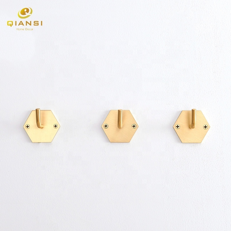 High Quality Hexagon Brass Wall Mount Single Coat Hook