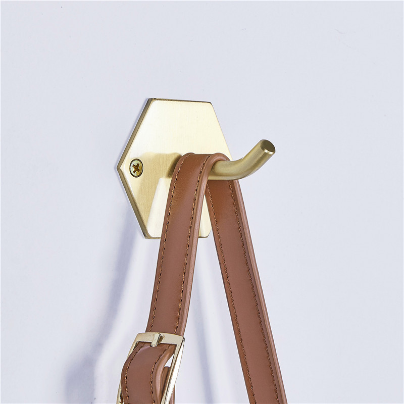 High Quality Hexagon Brass Wall Mount Single Coat Hook