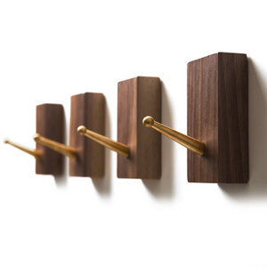 brass hook wood coat hook rack for wall