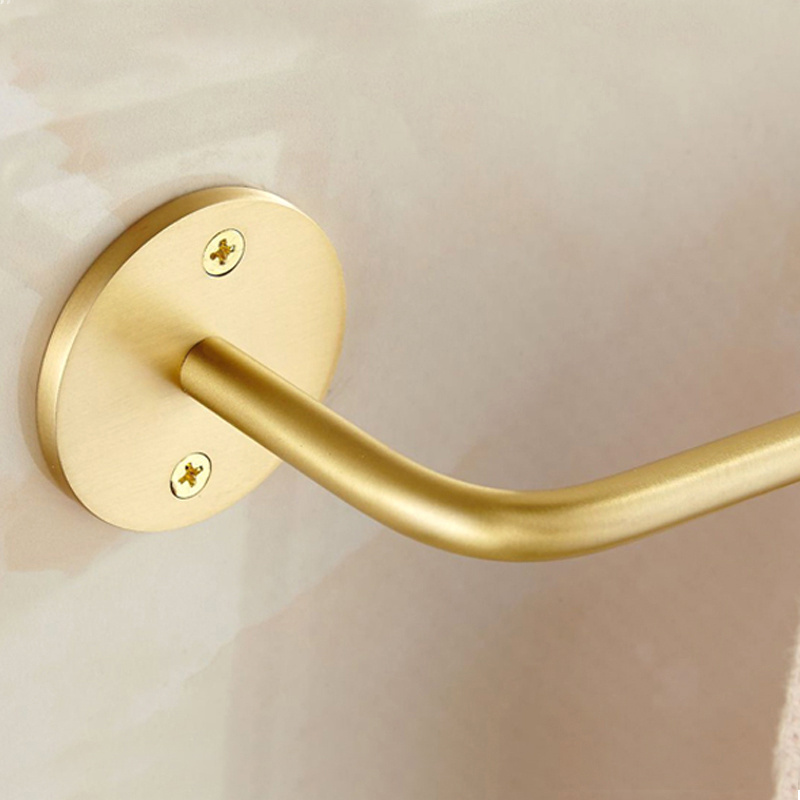 Qiansi  Solid Brass Towel Rack Toilet Single Wall-mounted Bathroom Towel Rack Metal Polished Brushed Hanging Rod Anti-oxidation